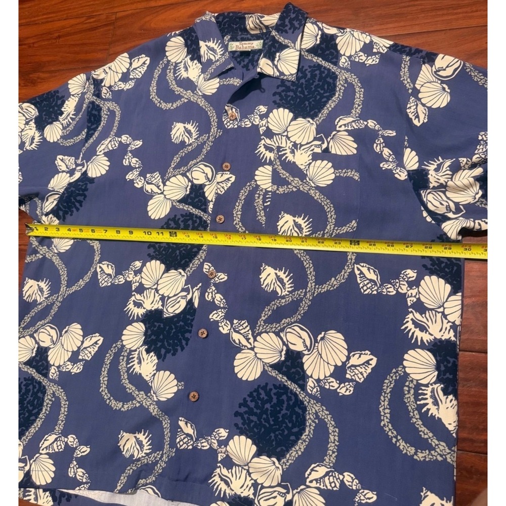 Tommy Bahama 2 Mens XXL Silk Tropical Camp Shirts Blue Purple Shells Palm - Picture 7 of 13